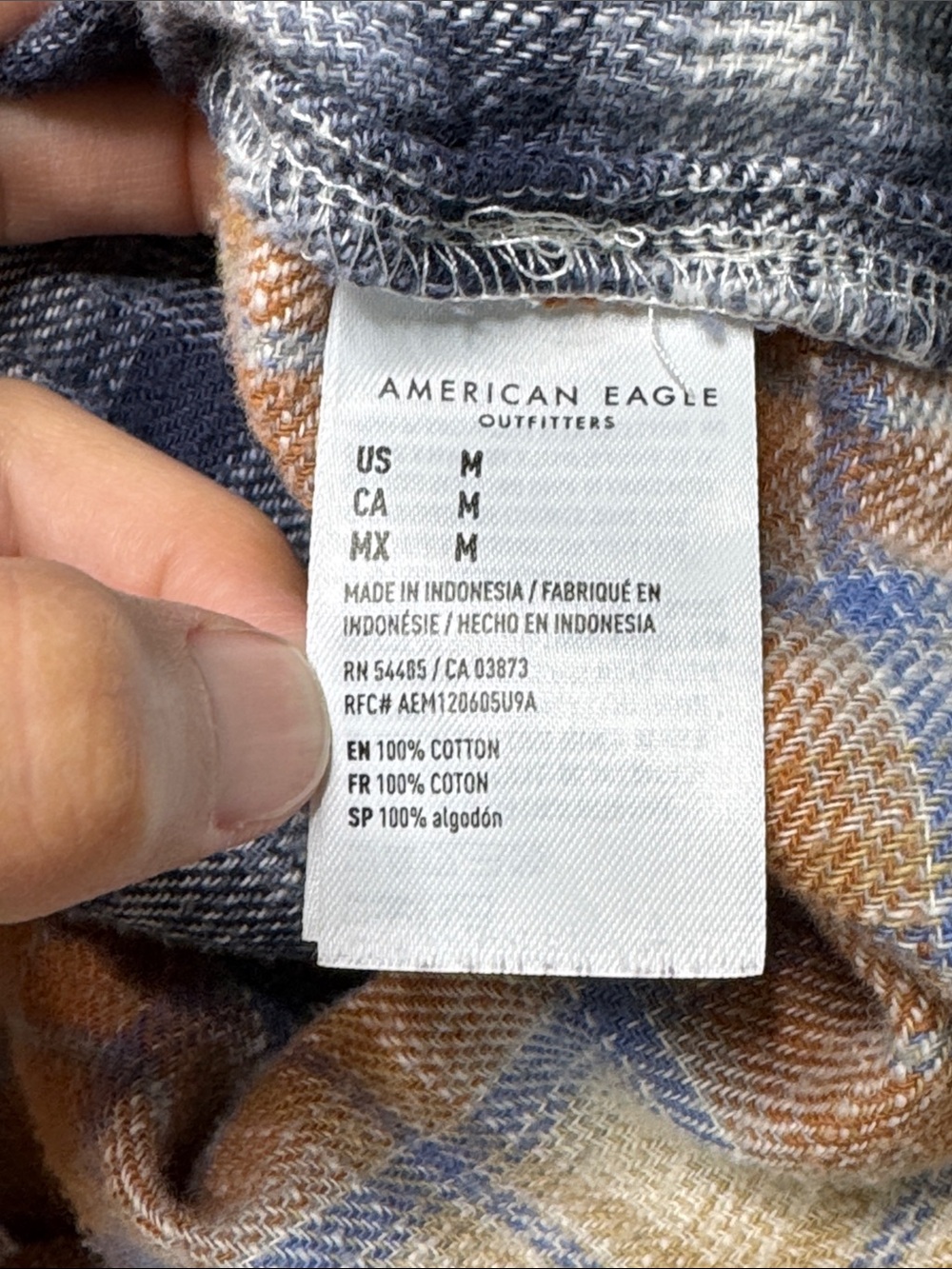 American Eagle Multi Plaid Long Sleeve Flannel Shirt Size Medium - Picture 4 of 5